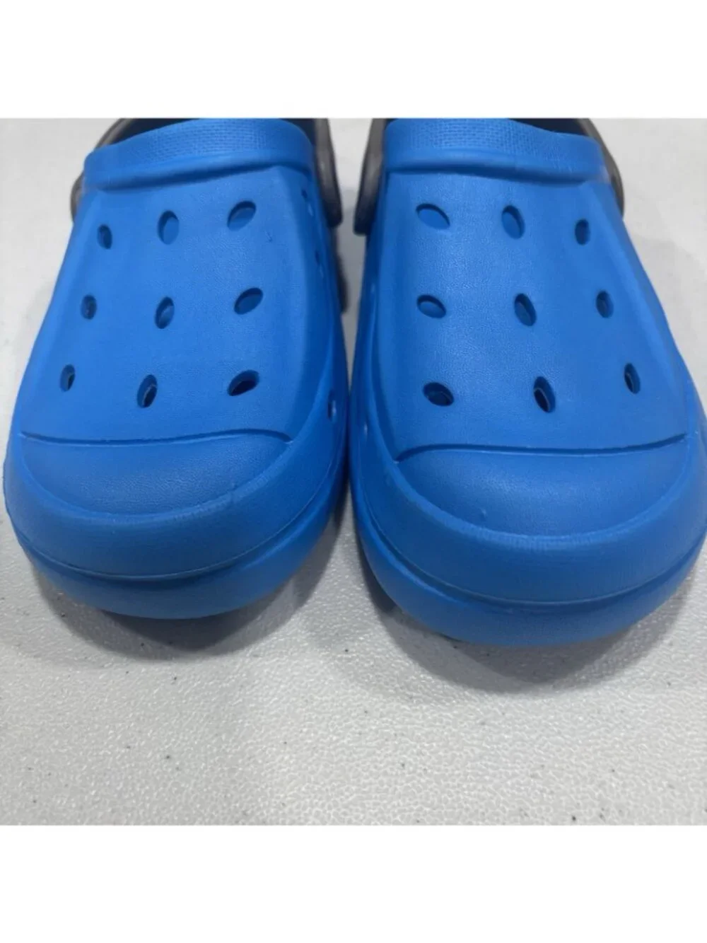 Lily & Dan Unisex Kids Blue/Gray Slip-On Clog Shoes w/ Heel Strap, Logo sz 2/3